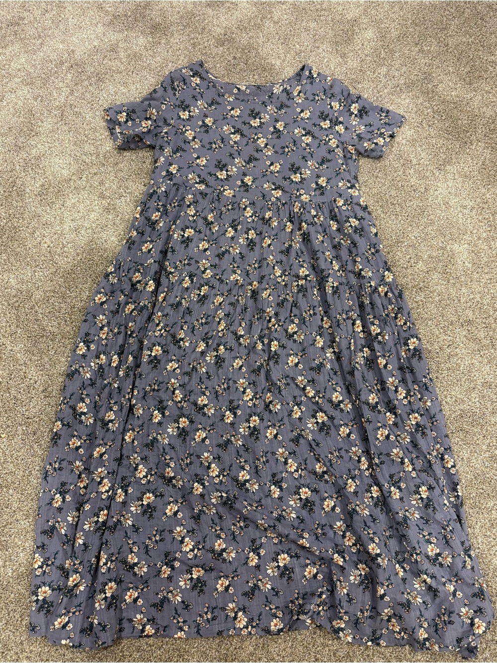 Floral Maxi Dress in Dusty Blue -